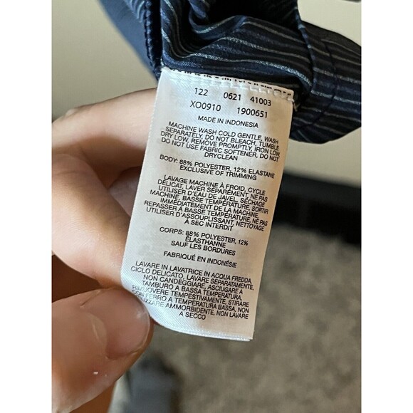 Columbia Sportswear Men's Large Navy Blue Striped  Short Sleeve Button Up Shirt - Picture 4 of 6